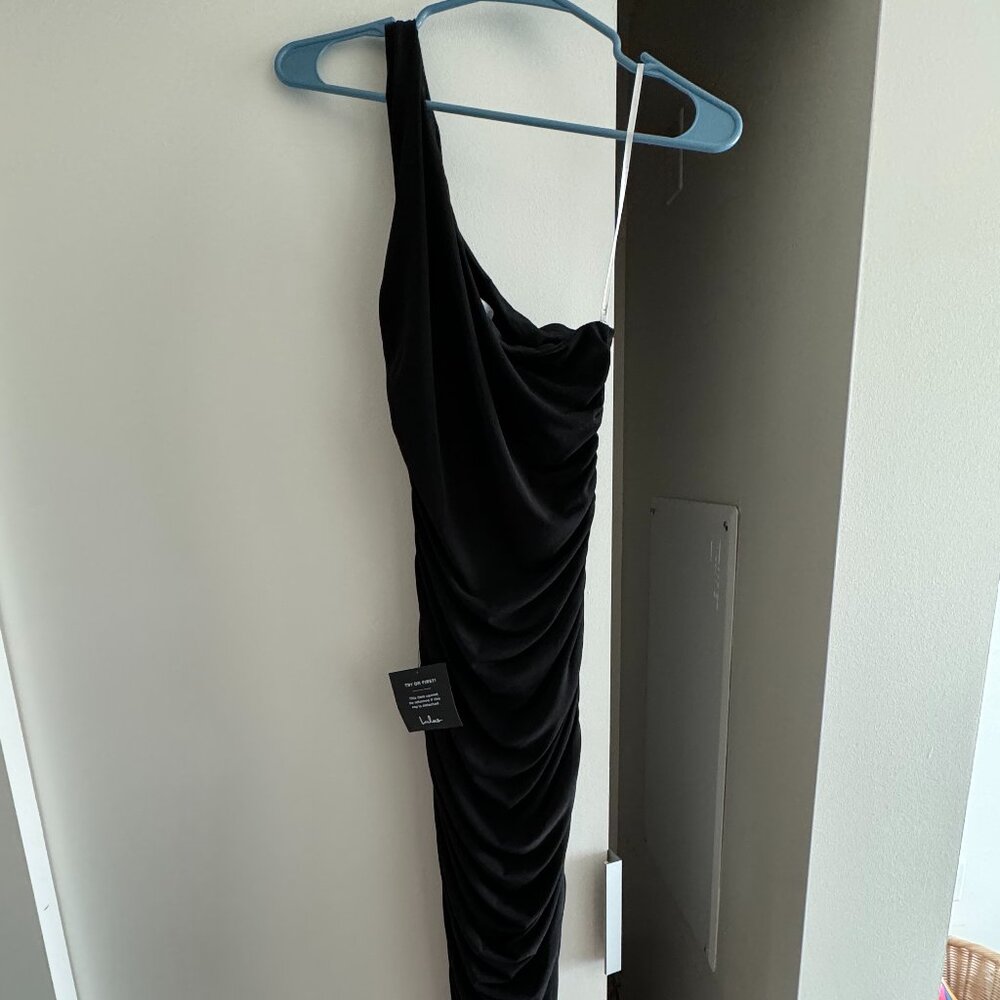 off the shoulder black dress